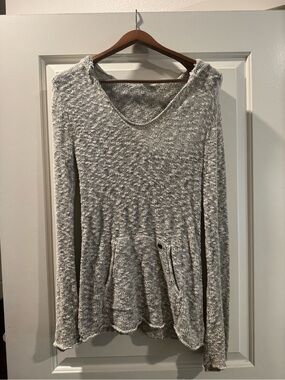 Roxy Heather Gray Knit Hoodie with Front Pocket